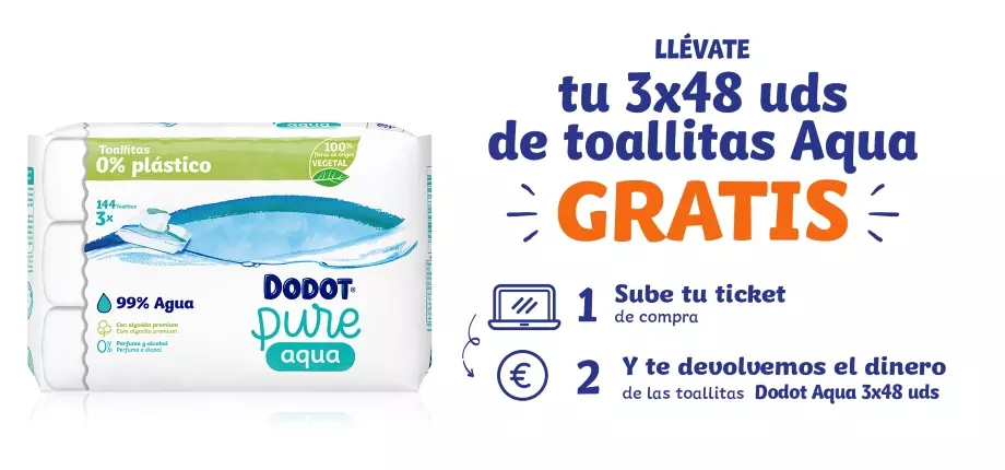 Llévate un reembolso por tu Dodot Aqua 3x48 uds