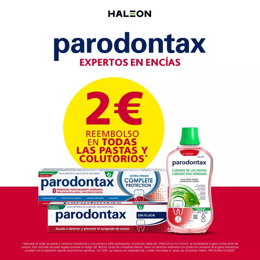 Llévate 2€ de reembolso en todas las pastas y locutorios Parodontax