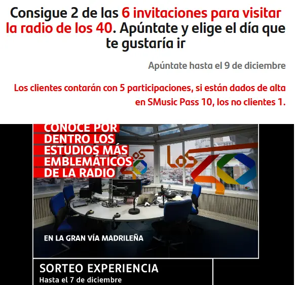 Consigue 2 de las 6 invitaciones para visitar la radio de los 40.