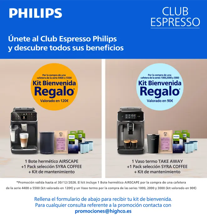 Únete al Club Espresso Philips y llévate un Kit de Bienvenida de regalo