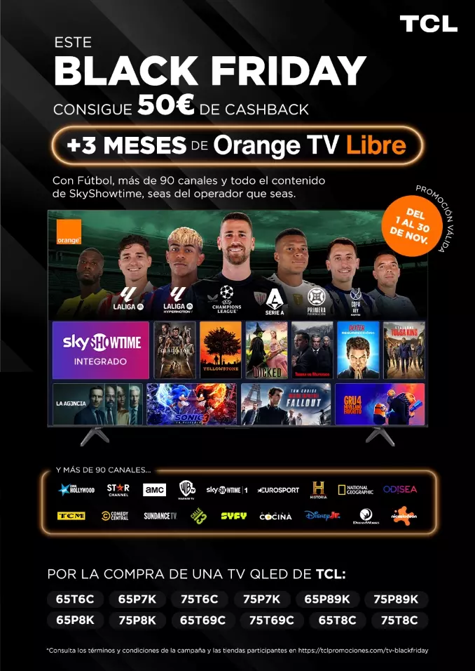 Cashback de Black Friday con los TV QLED de TCL