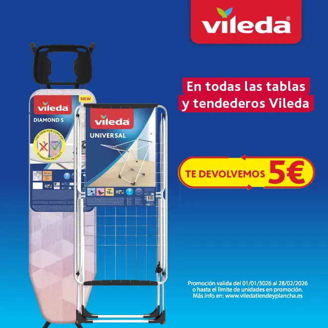 Vileda te devuelve 5€ en todas sus Tablas y Tendederos