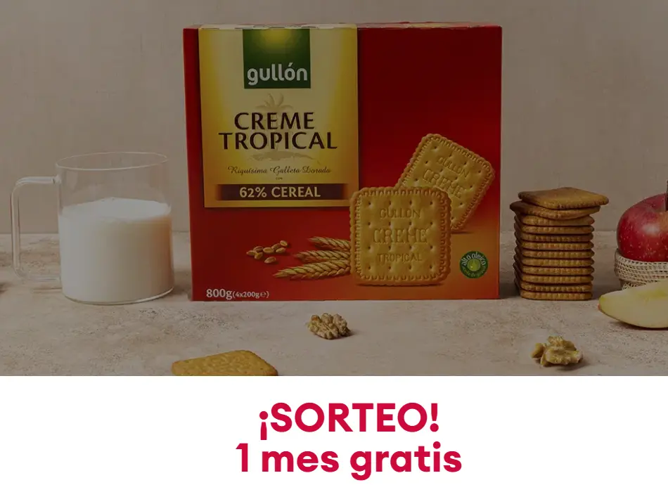 Sorteo de un mes GRATIS de Galletas Gullón Creme Tropical