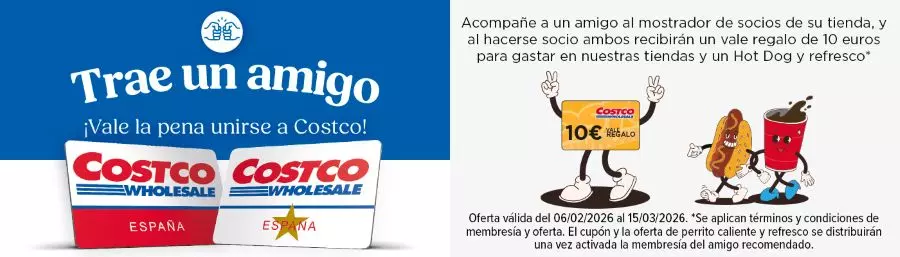 Lleva un amigo a Costco y llevaos un Vale de regalo y un Hot Dog
