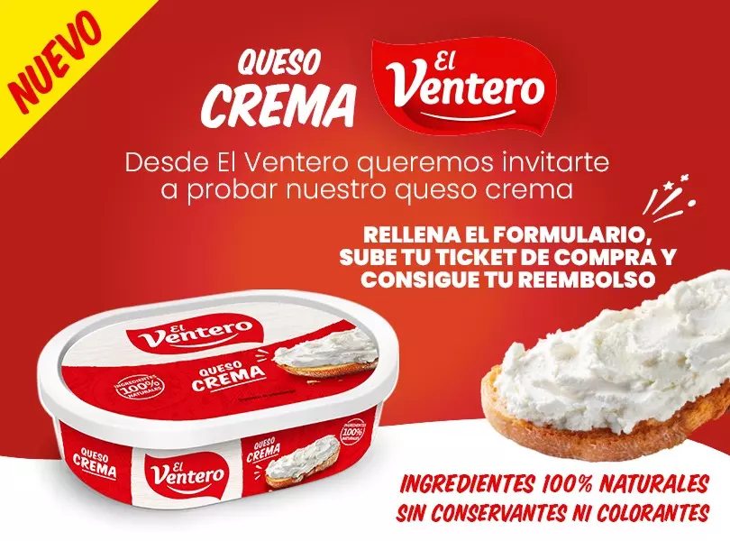 Consigue tu reembolso por el Queso Crema de El Ventero