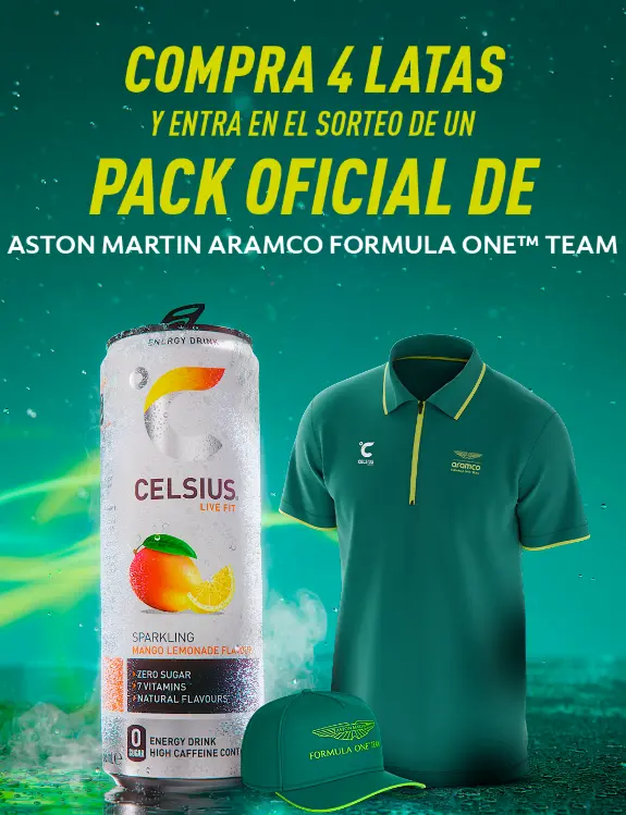 Acelera con Celsius y gana un pack de Aston Martin Aramco Formula One Team