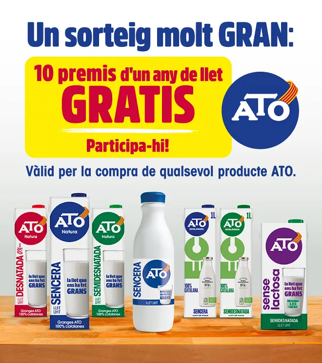 Leche ATO sortea 10 premios de un año de leche GRATIS