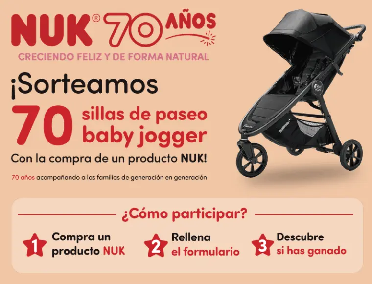 Celebra el 70 Aniversario de NUK en el sorteo de 70 Sillas de Paseo Baby Jogger