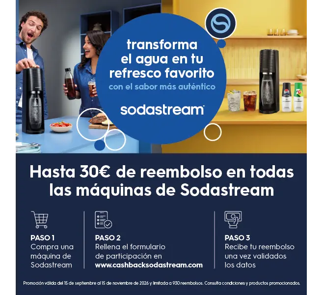 Reembolsos de 30€ en máquinas de Sodastream